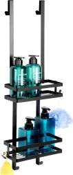 Κρεμαστό μεταλλικό ράφι ντους, μαύρο 23 × 10,5 × 75 cm