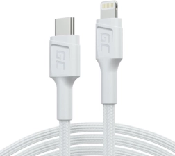Καλώδιο USB‑C σε Lightning 1 m με MFi και υποστήριξη PD – Green Cell Power Stream, λευκό