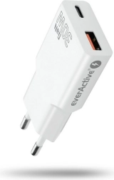 Φορτιστής πρίζας everActive GaN super slim 30 W με USB-A και USB-C