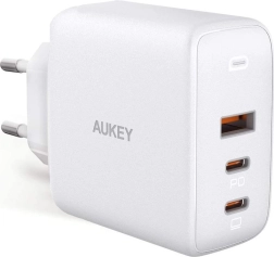 Λευκός φορτιστής GaN Omnia Mix 3× USB (2× USB‑C + 1× USB‑A) 90 W