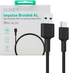 Καλώδιο AUKEY USB-C σε USB-A 0,9 m, 60 W PD, με νάιλον πλέξη, μαύρο