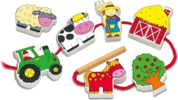 VIGA Ξύλινα Περνάκια Αγροτικά Μπλοκ Montessori