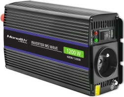 Μετατροπέας τάσης Qoltec Monolith 1200 MS Wave 12V σε 230V, 600/1200 W με USB