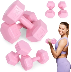 Σετ εξαγωνικών αλτήρων 2×5 kg, ροζ – ModernHome