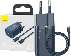 Baseus super si ταχυφορτιστής 20 W με USB‑C + καλώδιο USB‑C – Lightning 1 m (μπλε)