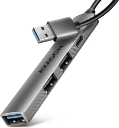 Axagon hue-sta αλουμινένo USB hub 4× θύρες (1× USB‑A 5 Gbps, 2× USB‑A 2.0, 1× USB‑C 2.0) με καλώδιο 12 cm