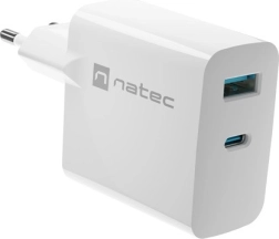 Φορτιστής Natec Ribera GAN 1X USB-A + 1X USB-C 45W λευκός