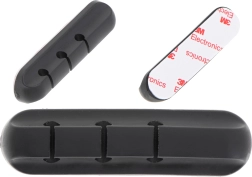 Αυτοκόλλητος σιλικονούχος οργανωτής καλωδίων, 3 θέσεις, μαύρος