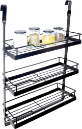 Κρεμαστό ράφι κουζίνας για ρέιλινγκ, μεταλλικό, μαύρο RADKA 32 × 11 × 46 cm