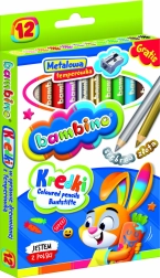 Bambino στρογγυλές ξυλομπογιές 12 χρωμάτων με ξύστρα