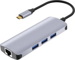 Σταθμός σύνδεσης USB-C (hub) με LAN, HDMI 4K και αναγνώστη καρτών