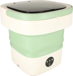Συμπτυσσόμενο μίνι πλυντήριο 12 l – φορητό ταξιδιωτικό πλυντήριο πράσινο‑λευκό