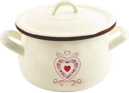 Εμαγιέ κατσαρόλα με καπάκι μπεζ TONCA 16 cm, 2,3 l