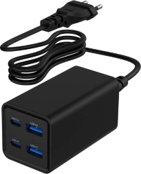 Καθολικός φορτιστής 65W GaN 2xUSB-A 2xUSB-C γρήγορη φόρτιση μαύρος