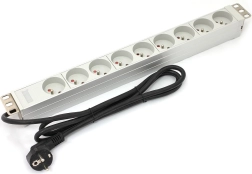 Μπάρα PDU για 19" rack, 9× τύπου E, 1,8 m, Schuko, αλουμινίου, 16 A