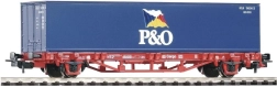 Επίπεδο βαγόνι PIKO Lgs579 με κοντέινερ P&O 40ft, DB AG, H0 (εποχή V)