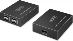 Επεκτατής USB 2.0 μέσω καλωδίου CAT 6 έως 150 m, 4× USB‑A, 1× RJ45 Gigabit Ethernet – σετ πομπού/δέκτη