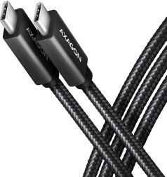 AXAGON καλώδιο USB‑C – USB‑C 3.2 Gen 2, 1 m, PD 100 W, 5 A, 4K, αλουμινένιο, πλεκτό, μαύρο