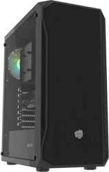 Θήκη υπολογιστή Fury Shobo SH4 RGB Midi Tower, μαύρη με πλευρικό πάνελ από σκληρυμένο γυαλί