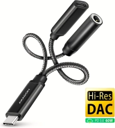 Εξωτερική κάρτα ήχου USB-C DAC 32bit 3.5mm jack με Power Delivery 60W