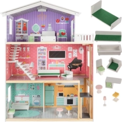 Ξύλινο κουκλόσπιτο 114 cm με ασανσέρ και εξοπλισμό KRUZZEL