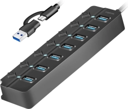 USB Hub LogiLink 7 θυρών USB 3.2 Gen 1 μαύρο