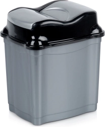 Πλαστικός κάδος απορριμμάτων 5 l με ανακλινόμενο καπάκι, γκρι