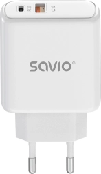 Φορτιστής τοίχου 20 W SAVIO LA-12 με USB-C PD και USB-A QC