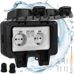Διπλή εξωτερική πρίζα Izoxis IP66 230–250 V 16 A με καπάκι