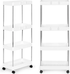 Πλαστική ραφιέρα μπάνιου με 4 ράφια και ροδάκια