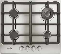 Εστία αερίου Whirlpool 60 cm με 4 καυστήρες και μαντεμένιες σχάρες