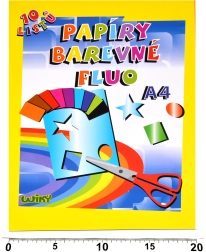 Έγχρωμα φθορίζοντα χαρτιά A4, 10 φύλλα
