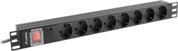 Lanberg ράγα rack PDU 19″, 1U, 16 A, 8× Schuko, 2 m, μαύρη