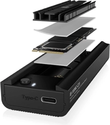 Βάση σύνδεσης ICY BOX IB-180MC-C31 για SSD M.2 NVMe και SATA, USB 3.2 Gen 2 Type‑C, αλουμίνιο