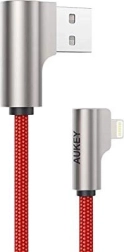 Κόκκινο νάιλον καλώδιο USB - Lightning 2 m με γωνία 90 μοιρών