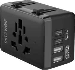 BlitzWolf ταξιδιωτικός αντάπτορας 4-σε-1 με USB‑C και PD 20 W