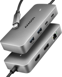 Axagon hmc-cub83x2 usb-c hub 7v1, 10 gbps, hdmi 4k/144 hz, dp 8k/30 hz, glan, pd 100 w