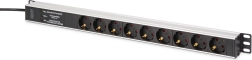 Rack πολύπριζο τροφοδοσίας DIGITUS PDU 9× Schuko με προστασία υπέρτασης και φίλτρο EMI/RFI, 620 mm