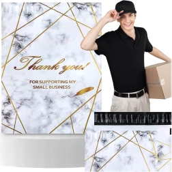 Foliopaky κουριέρ 380 × 520 mm, χρυσό μάρμαρο με εκτύπωση Thank You, 50 τεμ.