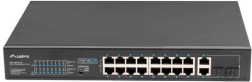 Μη διαχειριζόμενος διακόπτης PoE+ 16× Fast Ethernet με 2× Combo Gigabit uplink, rack 19", 150 W