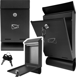 Ταχυδρομικό κουτί από γαλβανισμένο ατσάλι με σωλήνα για εφημερίδες, μαύρο 32,5 × 22,5 × 9,5 cm