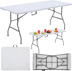 Πτυσσόμενο τραπέζι δεξιώσεων λευκό 180 x 74 cm