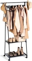 Μεταλλική επιδαπέδια κρεμάστρα ρούχων με ροδάκια 88 × 44 × 160 εκ.