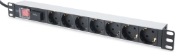 PDU 19" ράγα τροφοδοσίας για rack 7xSchuko, 2m 1xSchuko, 16A με προστασία από υπέρταση
