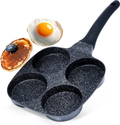 Γρανιτένιο τηγάνι για αυγά με 4 θήκες Black Line 19 × 19 cm