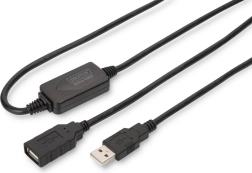 Ενεργό καλώδιο επέκτασης USB 2.0 USB-A (αρσενικό) σε USB-A (θηλυκό) 15 m, μαύρο