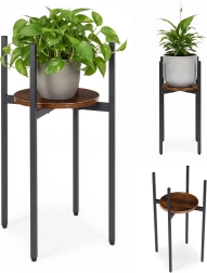 Βάση για λουλούδια loft ModernHome με μεταλλική κατασκευή και ξύλινο ράφι