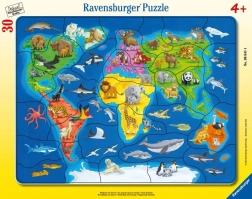 Ravensburger παζλ χάρτης του κόσμου με ζώα