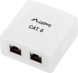 Επιφανειακή πρίζα LAN 2x RJ45 Κατηγορίας 6 λευκή