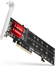 Axagon αντάπτορας PCIe x8 για 2× M.2 NVMe με RAID, συμβατός χωρίς bifurcation, πλήρης και low-profile πίσω πλακέτα (bracket)